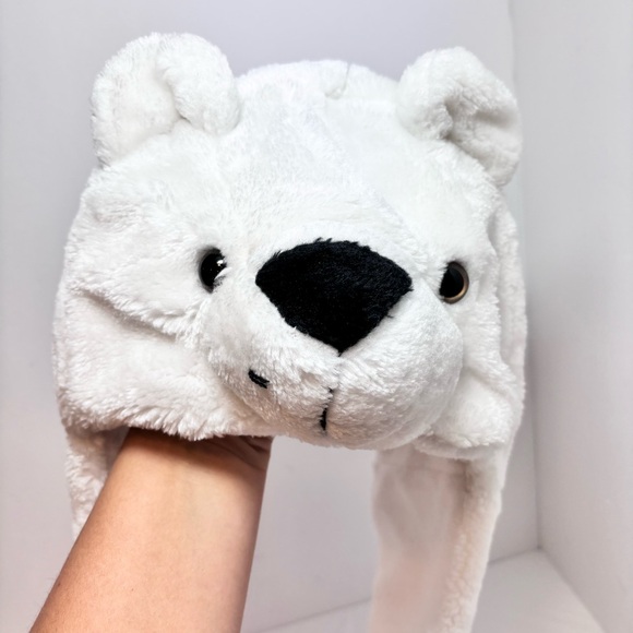 Polar Bear Cartoon Animal Plush Hat  Winter Warm Cap Combined Scarf and gloves - Picture 6 of 9